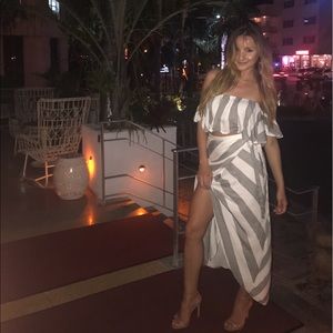 Lulus strip skirt and top set